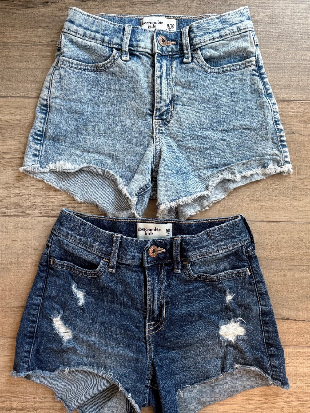 Abercrombie Kids Girls Denim Shorts Size 9/10 Lot of 2 Light & Dark Wash